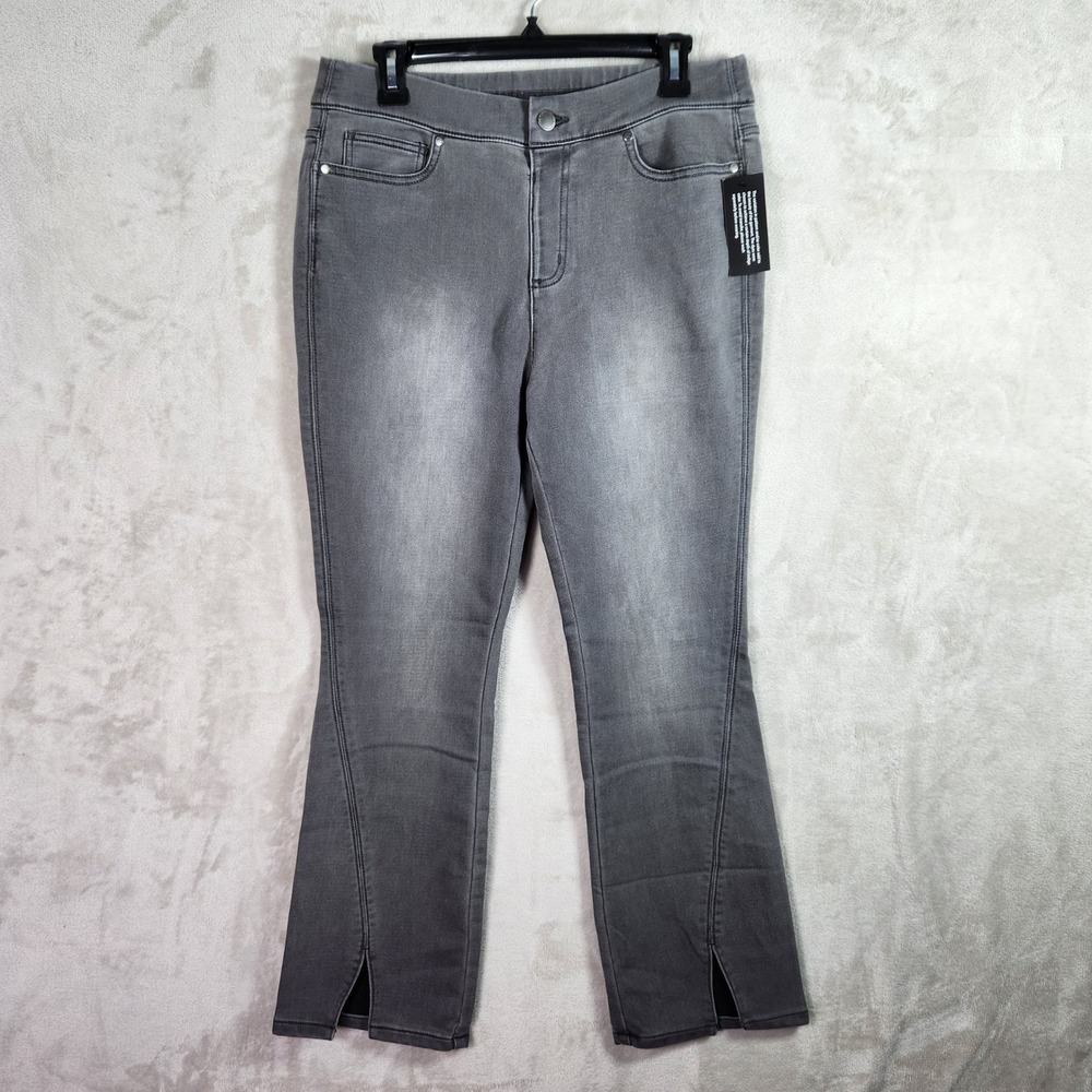 Isaac Mizrahi Jeans Womens 24W Petite Fall Gray Divine Denim Slim Boot A609899
